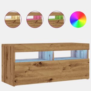 Móvel TV - Modulo de TV - Armário de TV c luzes LED derivados de madeira carvalho artisiano