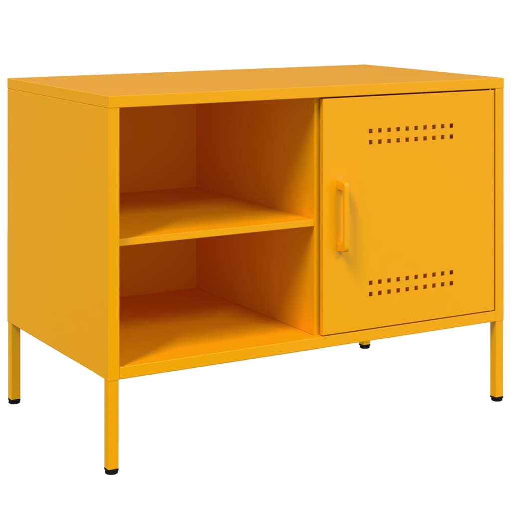 Mueble tv - mesa de tv de acero amarillo mostaza 68x39x50,5 cm