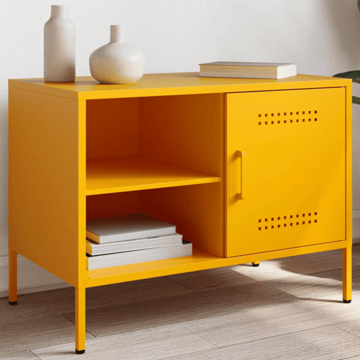 Móvel de TV - Modulo de TV - Armário de TV 68x39x50,5 cm aço amarelo mostarda