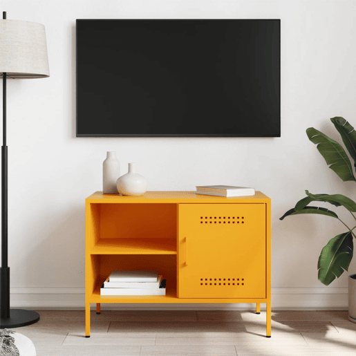 Móvel de TV - Modulo de TV - Armário de TV 68x39x50,5 cm aço amarelo mostarda