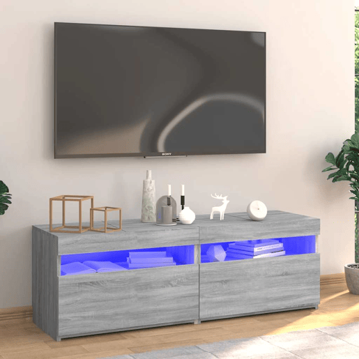 Móvel de TV - Modulo de TV - Armário de TV com luzes LED 120x35x40 cm cinzento sonoma