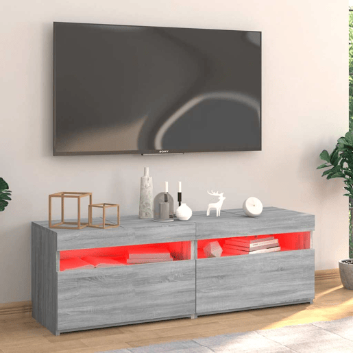 Móvel de TV - Modulo de TV - Armário de TV com luzes LED 120x35x40 cm cinzento sonoma