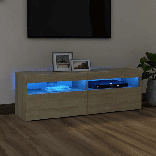 Móvel de TV - Modulo de TV - Armário de TV com luzes LED 120x35x40 cm carvalho sonoma