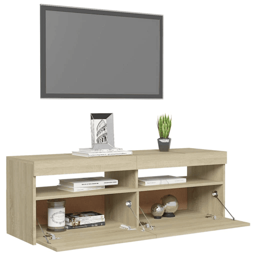 Móvel de TV - Modulo de TV - Armário de TV com luzes LED 120x35x40 cm carvalho sonoma