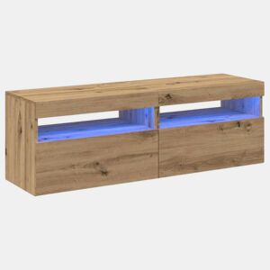 Móvel TV - Modulo de TV - Armário de TV c luzes LED 2pcs derivados madeira carvalho artisiano