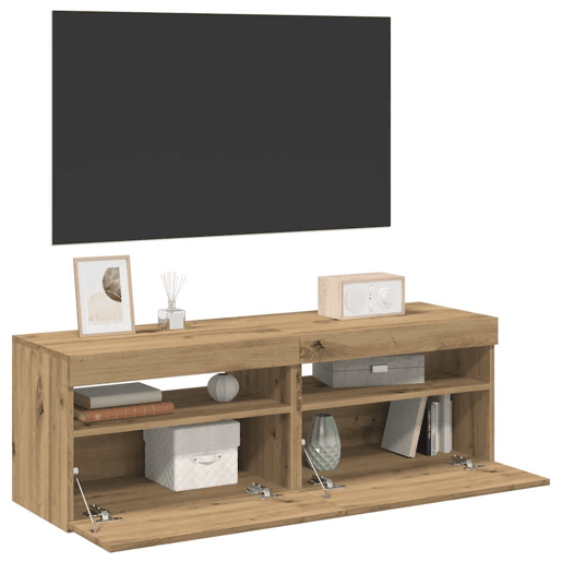 Móvel TV - Modulo de TV - Armário de TV c luzes LED 2pcs derivados madeira carvalho artisiano