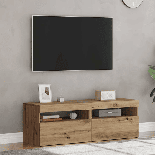 Móvel TV - Modulo de TV - Armário de TV c luzes LED 2pcs derivados madeira carvalho artisiano