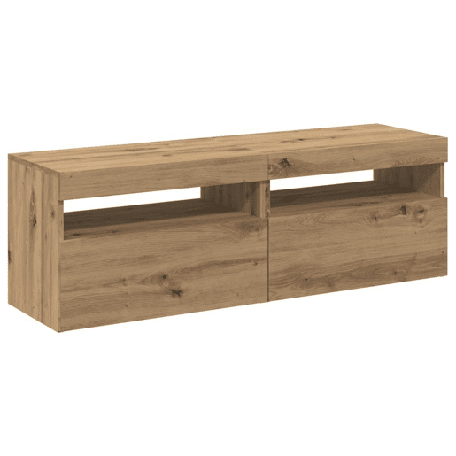 Móvel TV - Modulo de TV - Armário de TV c luzes LED 2pcs derivados madeira carvalho artisiano