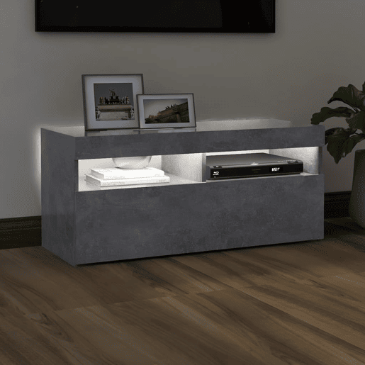 Móvel de TV - Modulo de TV - Armário de TV com luzes LED 90x35x40 cm cinzento cimento