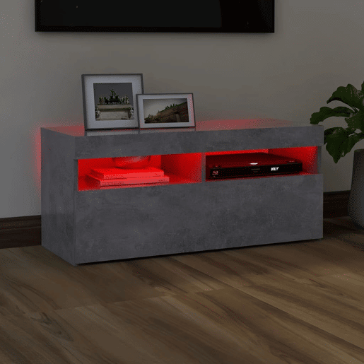 Móvel de TV - Modulo de TV - Armário de TV com luzes LED 90x35x40 cm cinzento cimento