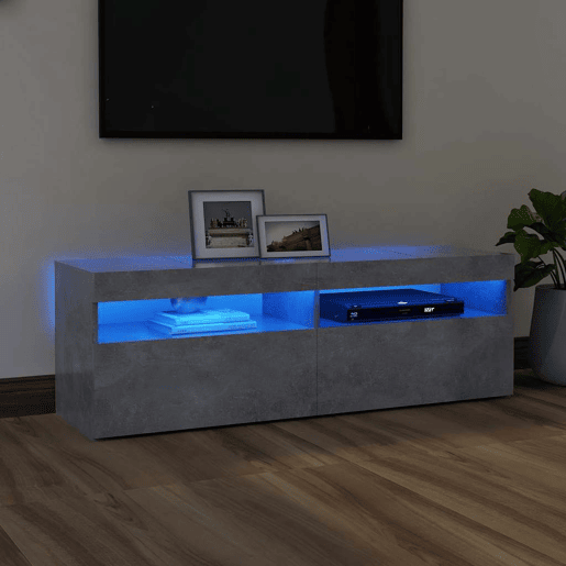 Móvel de TV - Modulo de TV - Armário de TV com luzes LED 120x35x40 cm cinzento cimento