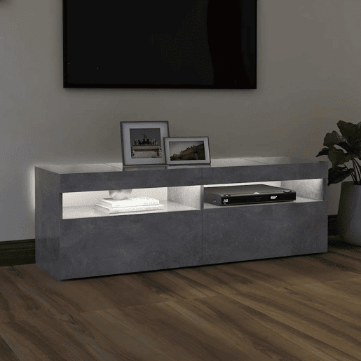 Móvel de TV - Modulo de TV - Armário de TV com luzes LED 120x35x40 cm cinzento cimento