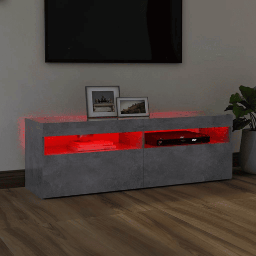 Móvel de TV - Modulo de TV - Armário de TV com luzes LED 120x35x40 cm cinzento cimento