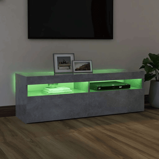 Móvel de TV - Modulo de TV - Armário de TV com luzes LED 120x35x40 cm cinzento cimento