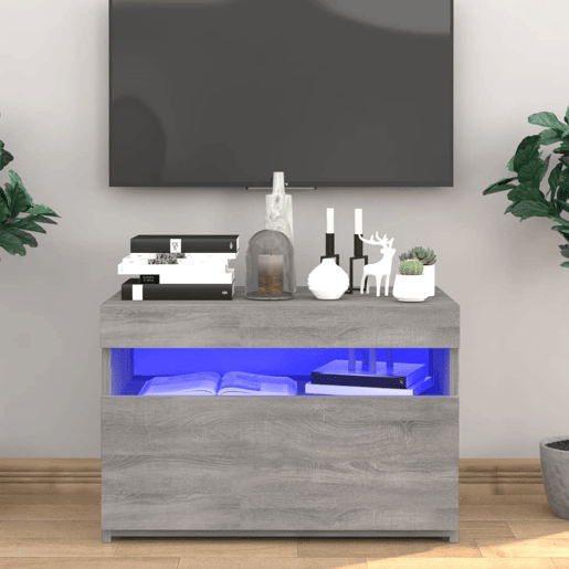 Móvel de TV - Modulo de TV - Armário de TV com luzes LED 60x35x40 cm sonoma cinza