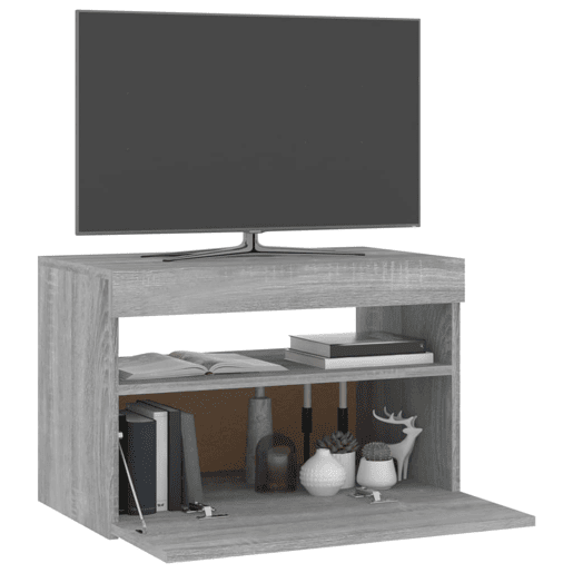 Móvel de TV - Modulo de TV - Armário de TV com luzes LED 60x35x40 cm sonoma cinza