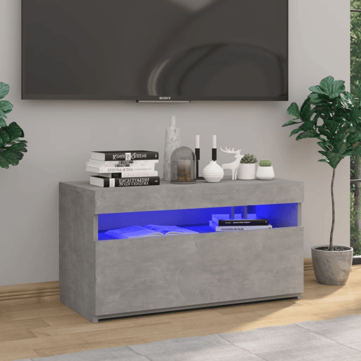 Móvel de TV - Modulo de TV - Armário de TV com luzes LED 75x35x40 cm cinzento cimento
