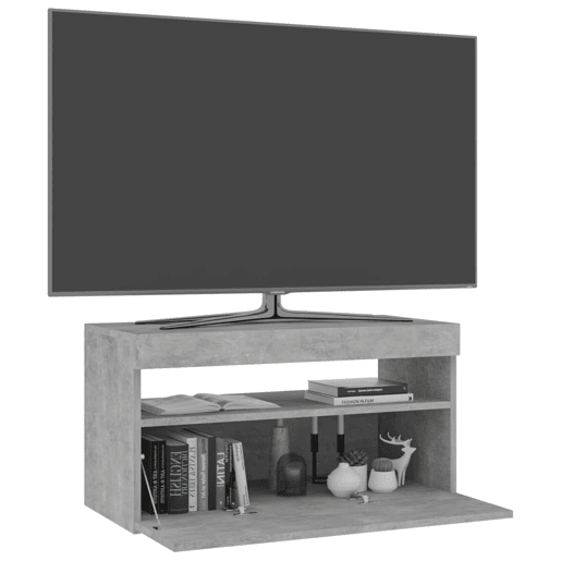 Móvel de TV - Modulo de TV - Armário de TV com luzes LED 75x35x40 cm cinzento cimento