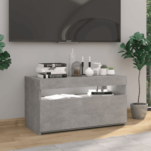 Móvel de TV - Modulo de TV - Armário de TV com luzes LED 75x35x40 cm cinzento cimento