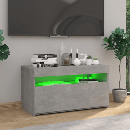 Móvel de TV - Modulo de TV - Armário de TV com luzes LED 75x35x40 cm cinzento cimento