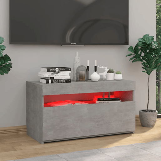 Móvel de TV - Modulo de TV - Armário de TV com luzes LED 75x35x40 cm cinzento cimento