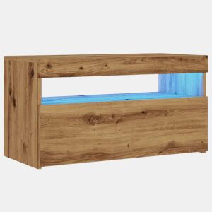 Móvel TV - Modulo de TV - Armário de TV c luzes LED derivados de madeira carvalho artisiano