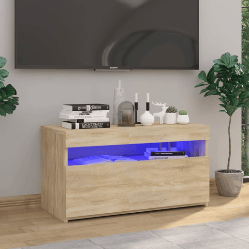 Móvel de TV - Modulo de TV - Armário de TV com luzes LED 75x35x40 cm carvalho sonoma