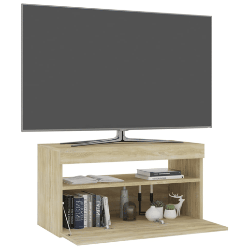Móvel de TV - Modulo de TV - Armário de TV com luzes LED 75x35x40 cm carvalho sonoma