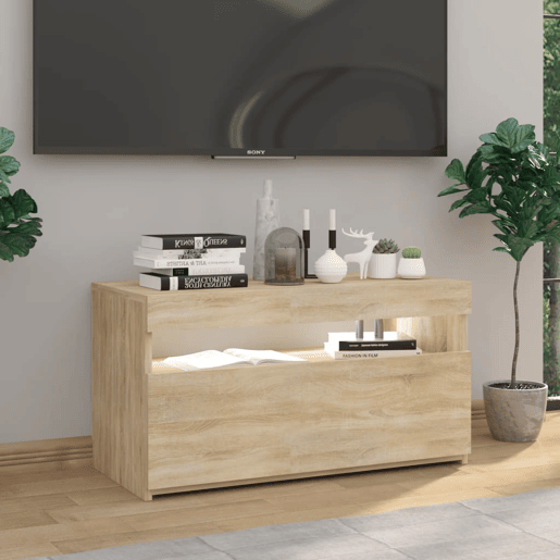 Móvel de TV - Modulo de TV - Armário de TV com luzes LED 75x35x40 cm carvalho sonoma