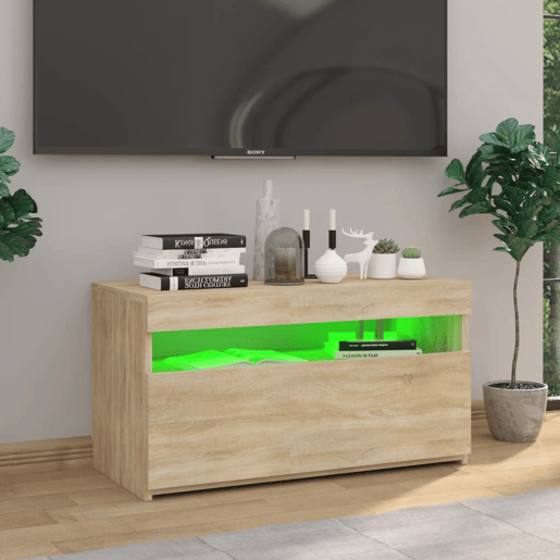 Móvel de TV - Modulo de TV - Armário de TV com luzes LED 75x35x40 cm carvalho sonoma