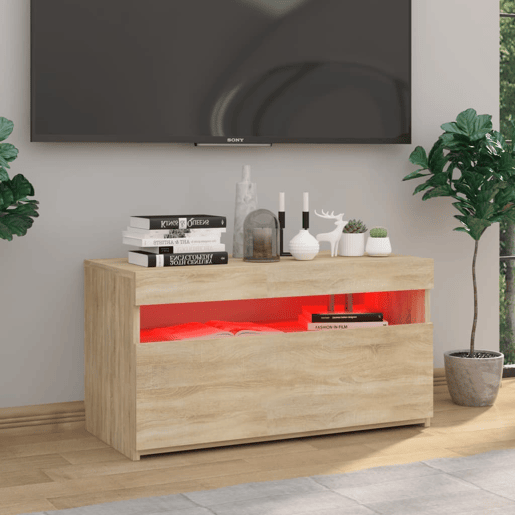 Móvel de TV - Modulo de TV - Armário de TV com luzes LED 75x35x40 cm carvalho sonoma