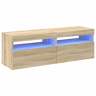móveis de TV - Armários TV com luzes LED 2 pcs 60x35x40 cm carvalho sonoma