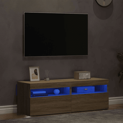 móveis de TV - Armários TV com luzes LED 2 pcs 60x35x40 cm carvalho sonoma