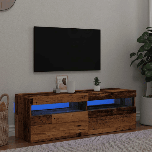 Móvel de TV - Modulo de TV - Armário de TV com luzes LED derivados de madeira madeira velha