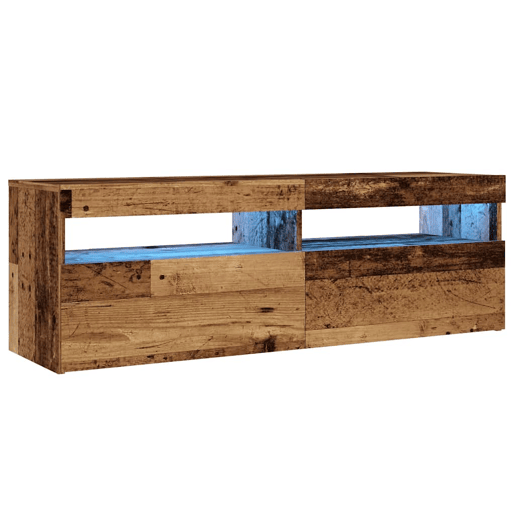Móvel de TV - Modulo de TV - Armário de TV com luzes LED derivados de madeira madeira velha