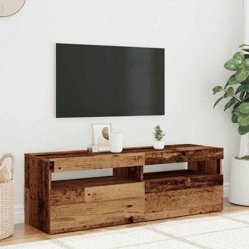 Móvel de TV - Modulo de TV - Armário de TV com luzes LED derivados de madeira madeira velha