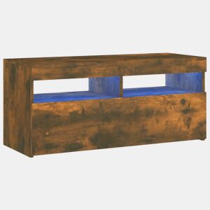 Móvel de TV - Modulo de TV - Armário de TV com luzes LED 90x35x40 cm carvalho fumado