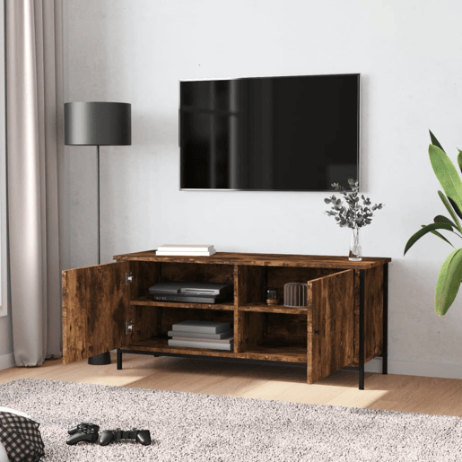 Móvel TV - Modulo de TV - Armário de TV c portas 102x35x45 cm deriv. madeira carvalho fumado