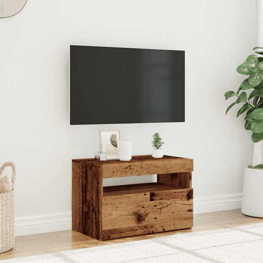 Móvel de TV - Modulo de TV - Armário de TV com luzes LED derivados de madeira madeira velha