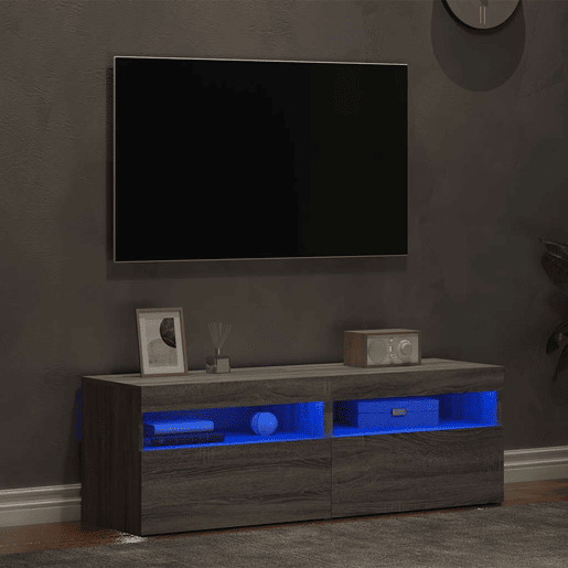 móveis de TV - Armários TV com luzes LED 2 pcs 60x35x40 cm sonoma cinza