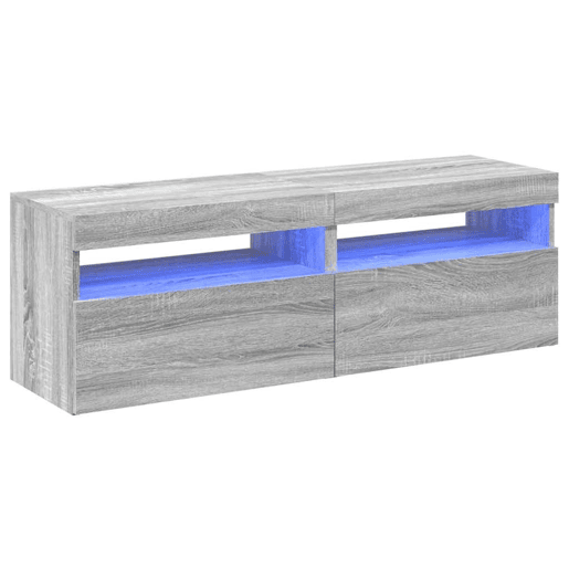 móveis de TV - Armários TV com luzes LED 2 pcs 60x35x40 cm sonoma cinza