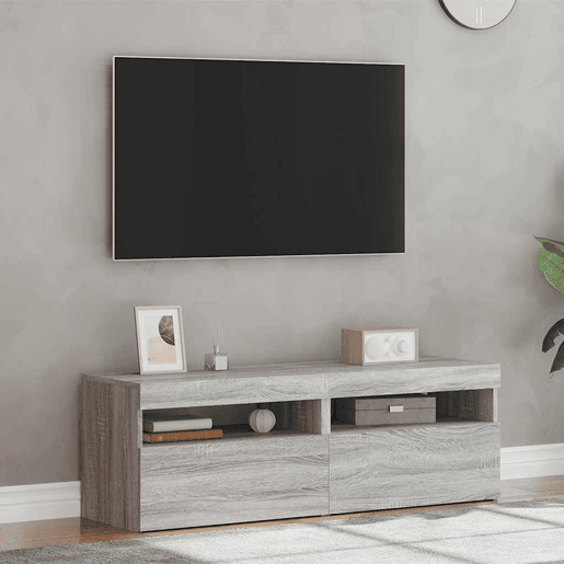 móveis de TV - Armários TV com luzes LED 2 pcs 60x35x40 cm sonoma cinza