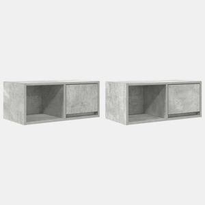 móveis de TV - Armários TV 2pcs 60x31x25,5cm madeira processada cinza cimento