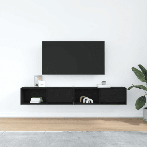 móveis de TV - Armários TV 2pcs 80x31x25,5cm deriv. madeira carvalho preto