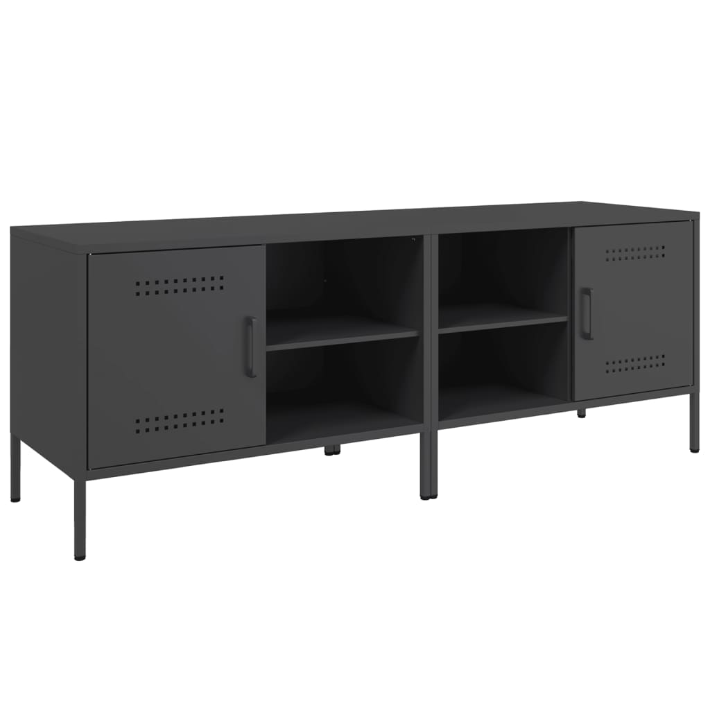 muebles de tv - mesas de tv 2 piezas acero negro 68x39x505 cm