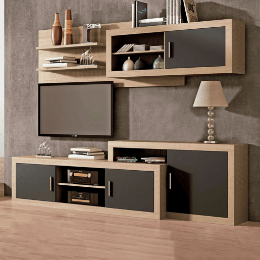 Unidade alta Nuka 1 porta com encosto Cambria - Grafite 245 x 65 x 26,3 cm