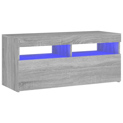 Móvel de TV - Modulo de TV - Armário de TV com luzes LED 90x35x40 cm cinzento sonoma