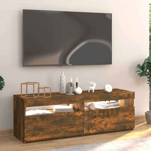 Móvel de TV - Modulo de TV - Armário de TV com luzes LED 120x35x40 cm carvalho fumado