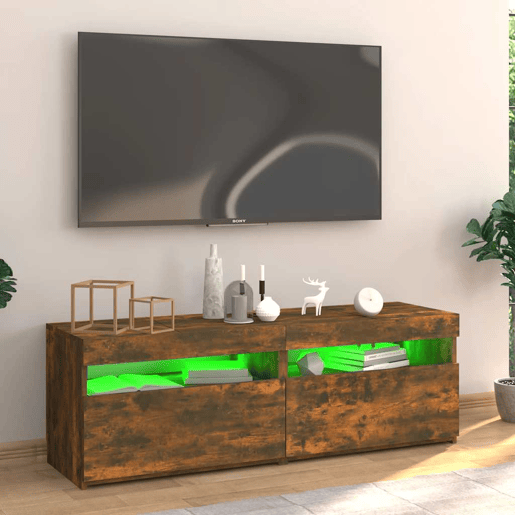Móvel de TV - Modulo de TV - Armário de TV com luzes LED 120x35x40 cm carvalho fumado