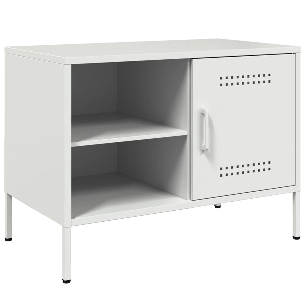 mueble tv - mesa de tv de acero blanco 68x39x505 cm
